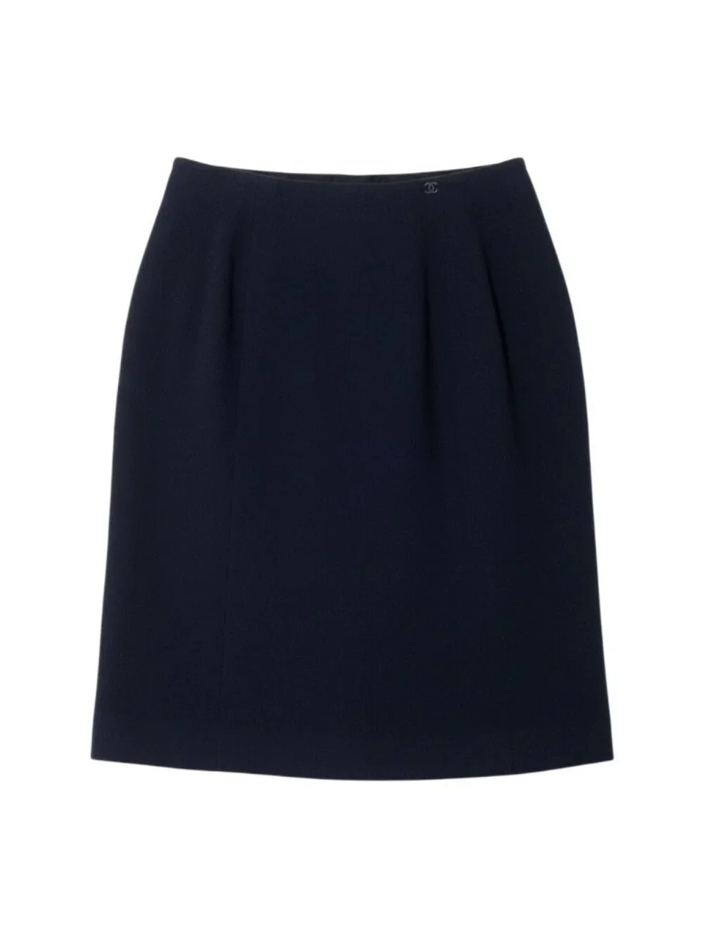 Chanel CC Logo Pencil Skirt Long Black 44